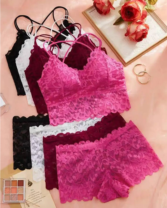 Ensemble Lingerie Dentelle Découpe Dos