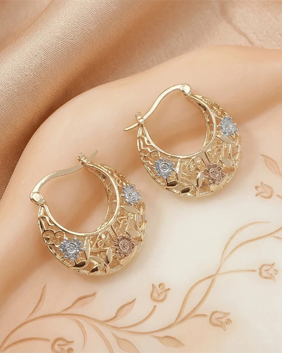 Boucles D’oreilles Vintage Fleur Créole