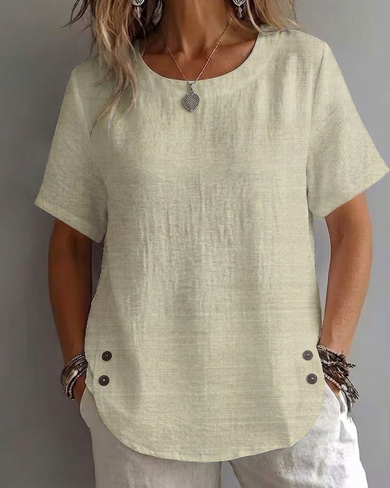 T-Shirt Col Rond Uni Simple 100% Coton