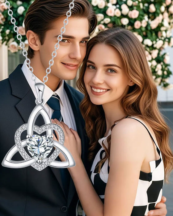 Collier Cœur Nœud Trinitaire Celtique Pierre De Naissance ✨ Pendentif Cœur Nœud Trinitaire Celtique Pierre De Naissance