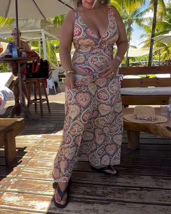 Maillot de Bain Sans Bretelles Cœur Imprimé Vacances