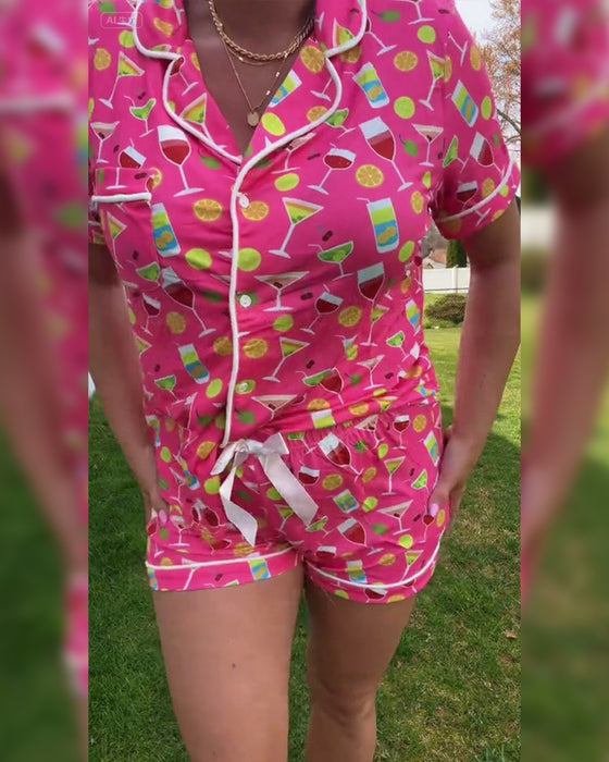 Ensembles Deux Pièces Bouteille De Vin Imprimé Décontracté