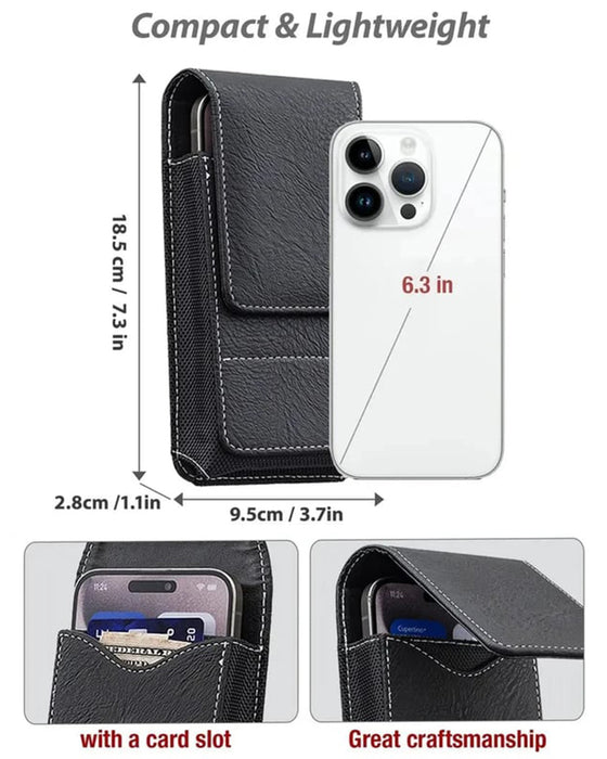 🔥 Étui De Ceinture Pour Téléphone 📱 Holster En Cuir Multi-Poches Avec Porte-Cartes