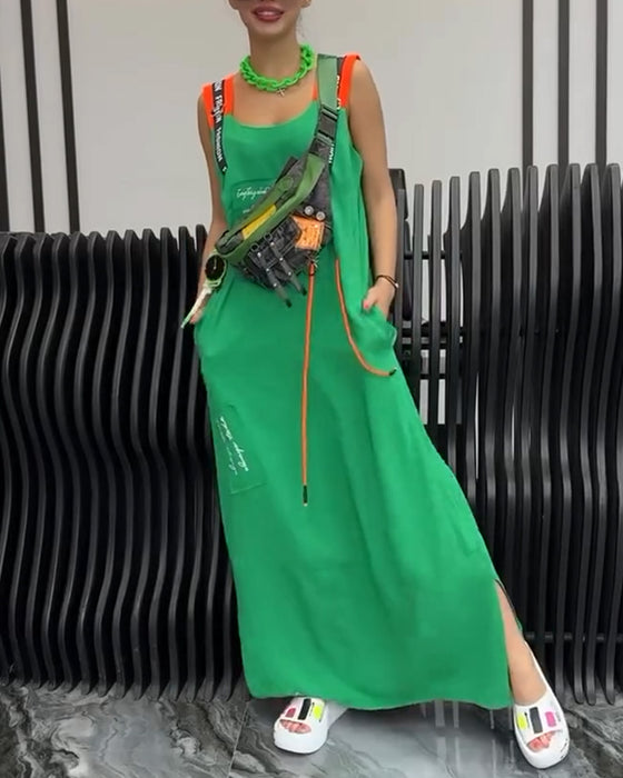 Robe Sans Manches Imprimé Lettre Personnalisé