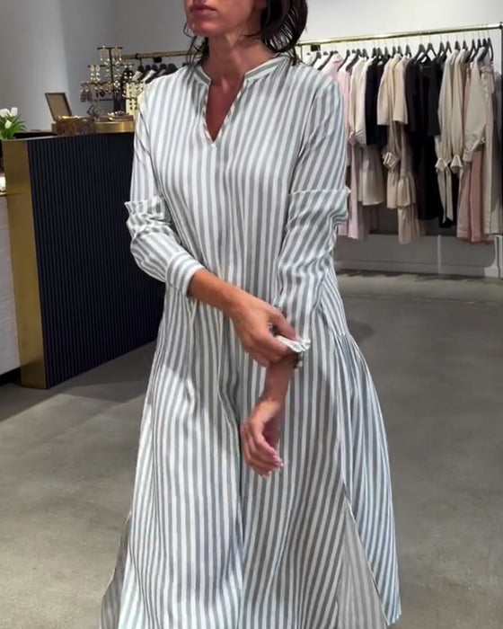 Robe Rayée Fente Côté Maxi