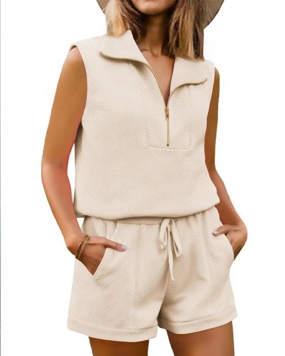 Ensemble Demi-Zip Haut Et Short Deux Pièces