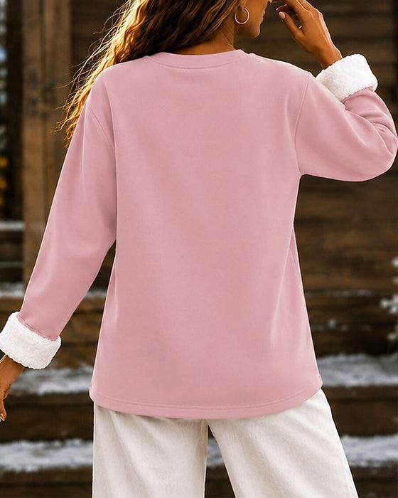 Hoodie Imprimé Lettre Col Rond Pull Polaire