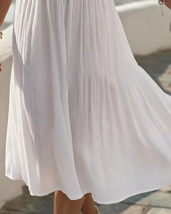 Robe Bretelle Spaghetti Col U Sans Manches Dentelle Patchwork
