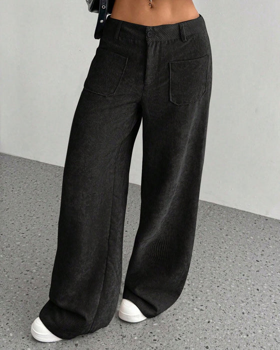 Pantalon Devant Dos Poche Unie Jambe Droite Long