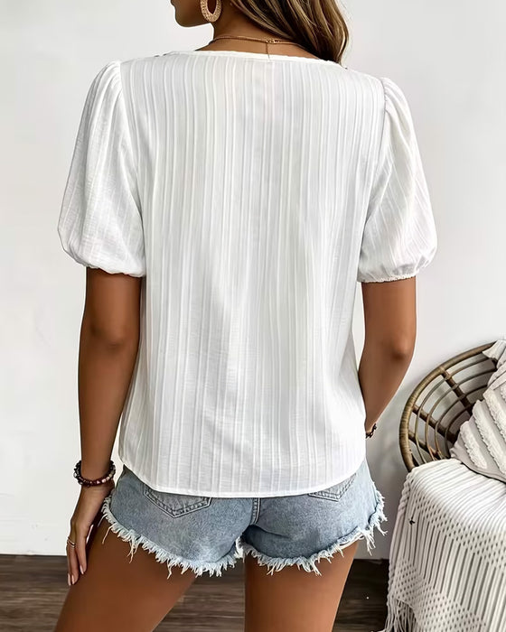 Blouse Col Carré Manches Bouffantes