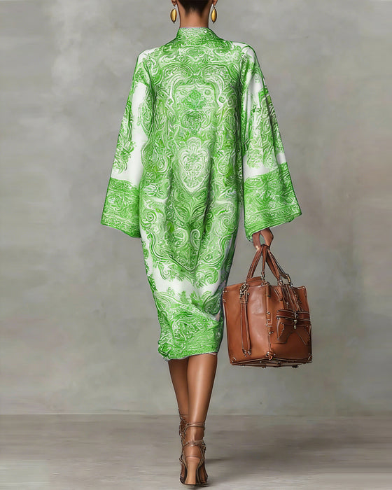 Robe À Col Montant Avec Imprimé Vintage