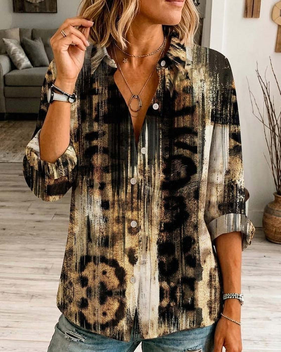 Chemise Élégante Artistique Léopard Imprimé