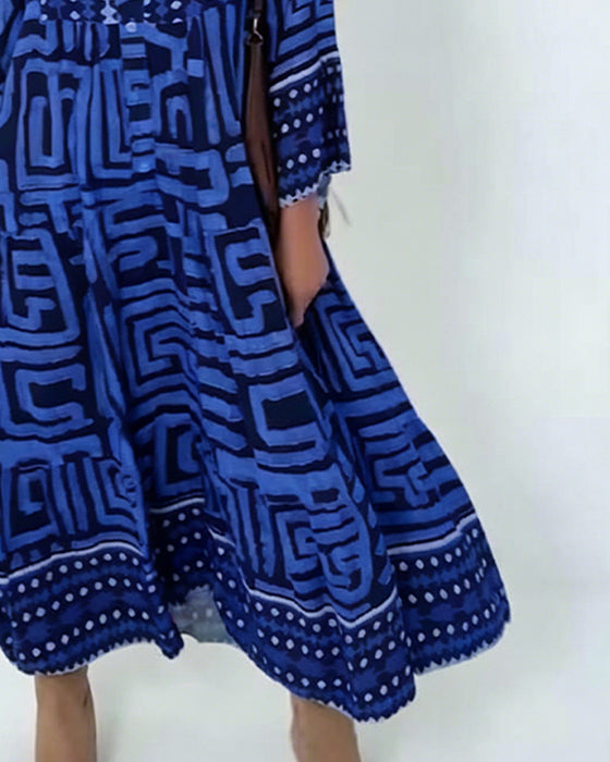 Robe Ethnique Imprimé Géométrique