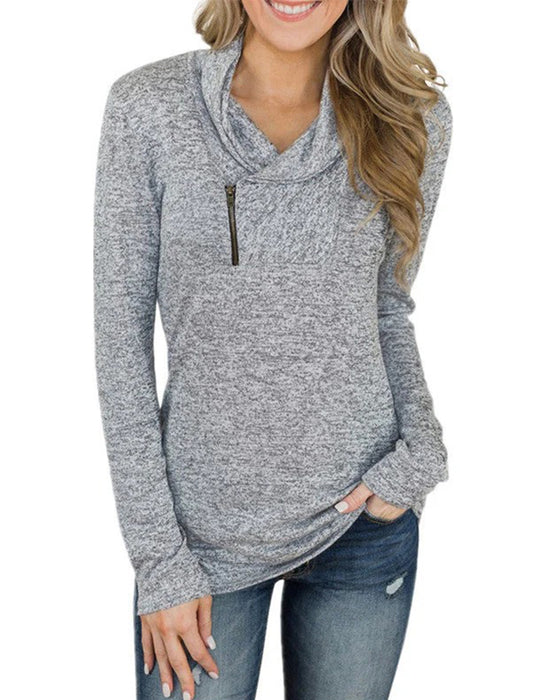 Haut Unie Pullover Fermeture Éclair Ajusté