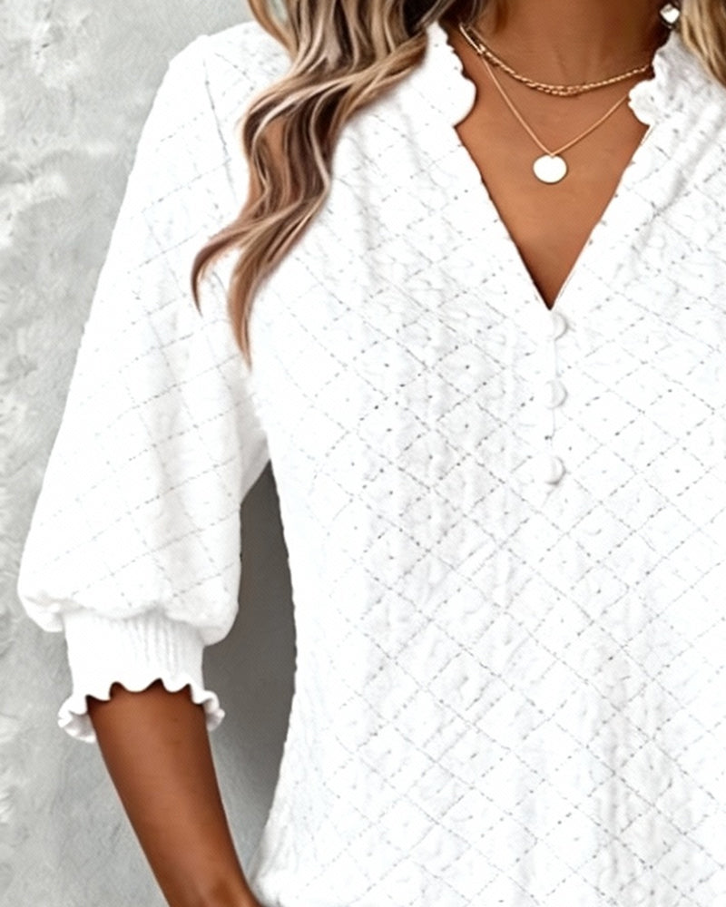 Haut Col V Argyle Manches Courtes