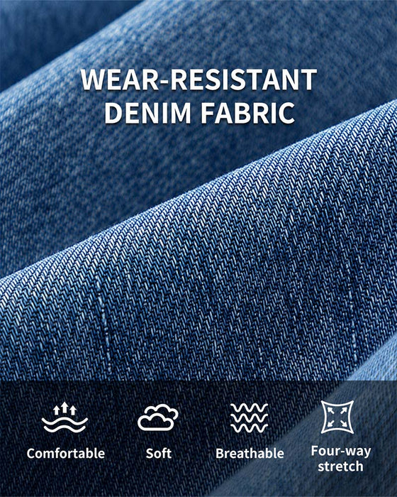 Pantalon Taille Élastique Denim Large Jambe