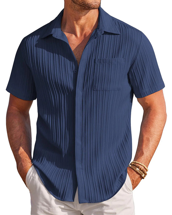 Chemise Côtelée Unie Décontractée
