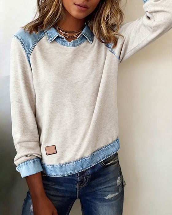 Chemisier à revers tendance à manches longues