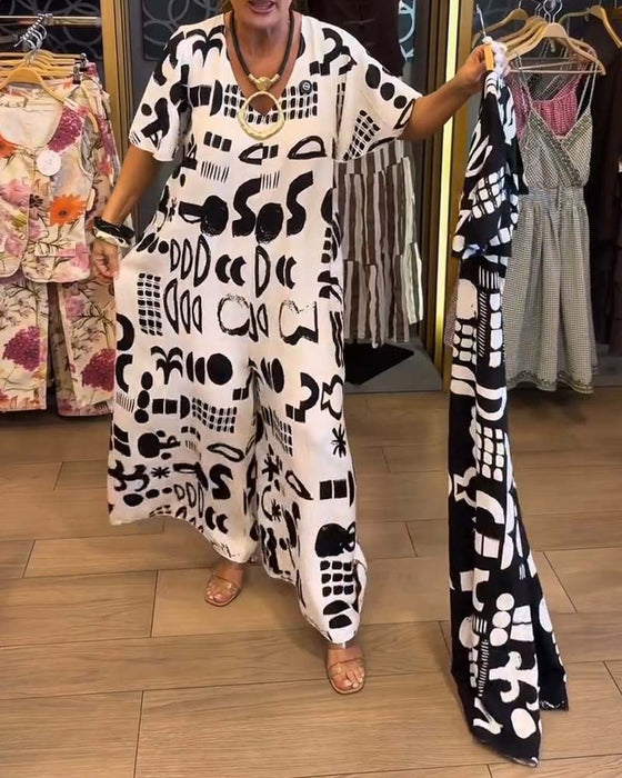 Jumpsuit Graffiti Abstrait Lâche