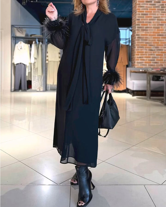 Robe Col V Bandage Décontractée