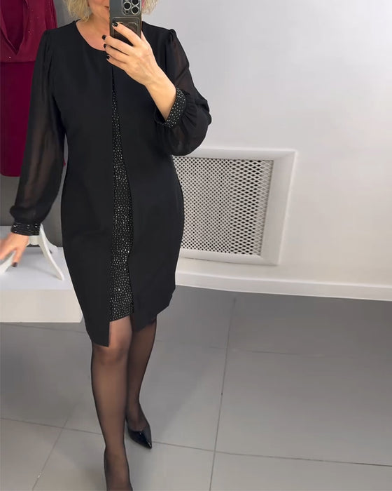 Robe Col Rond Panneau Diamant