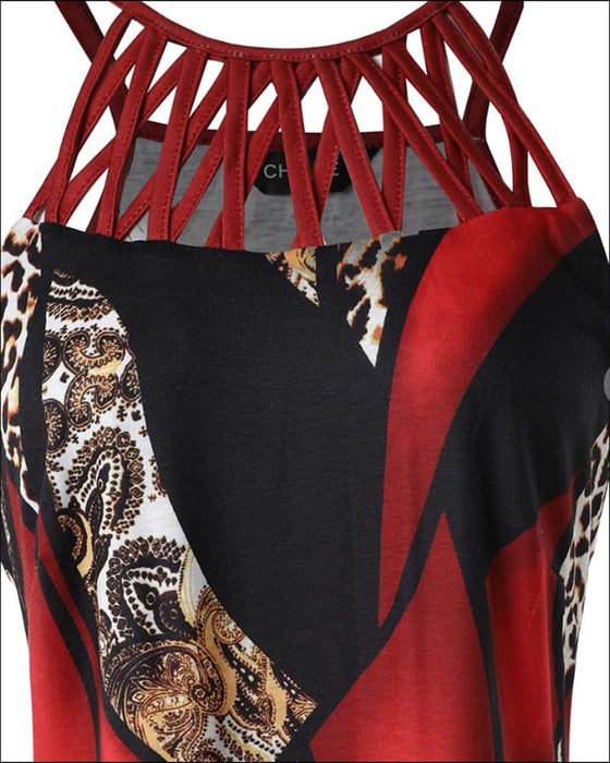 Robe creuse sans manches de couleur contrastée