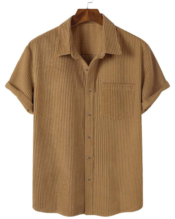 Chemise Revers Bouton Uni Homme Manche Courte