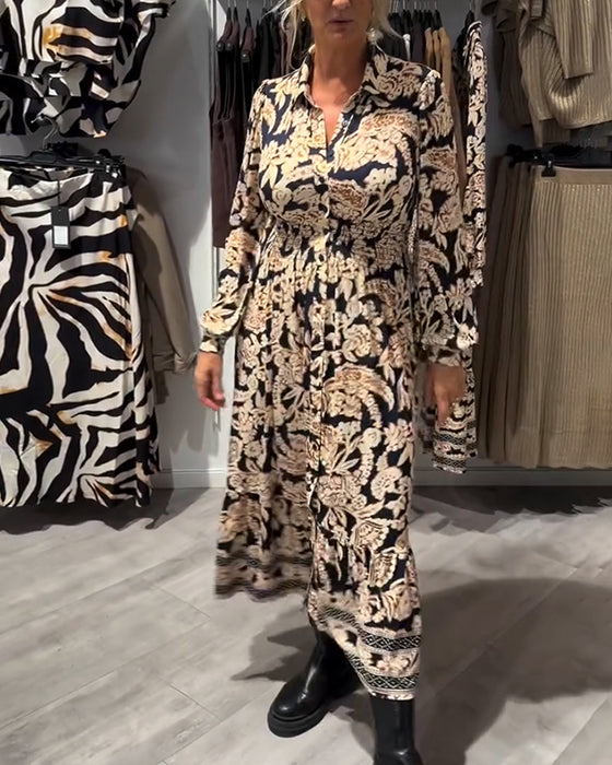 Robe De Mode À Col À Revers Imprimée