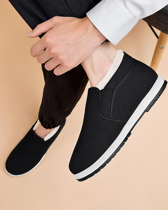 Chaussures Pour Homme En Coton Avec Doublure En Fausse Fourrure Super Chaude Et Semelle Antidérapante.