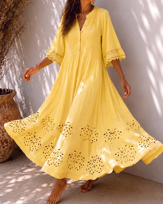 Robe Col V Volant Froncée
