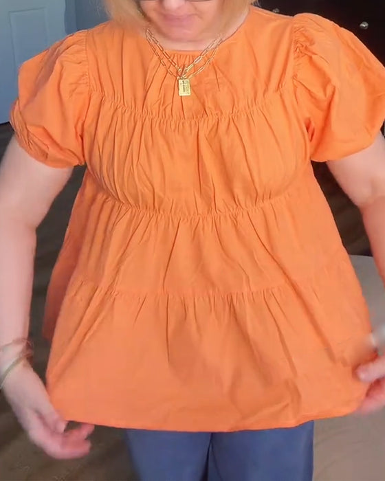 Blouse Manche Bouffante Coupe Loose Volantée
