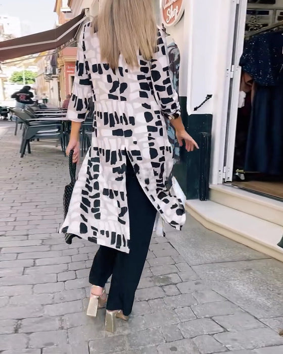 Haut À Carreaux Ourlet Carré Fente Latérale