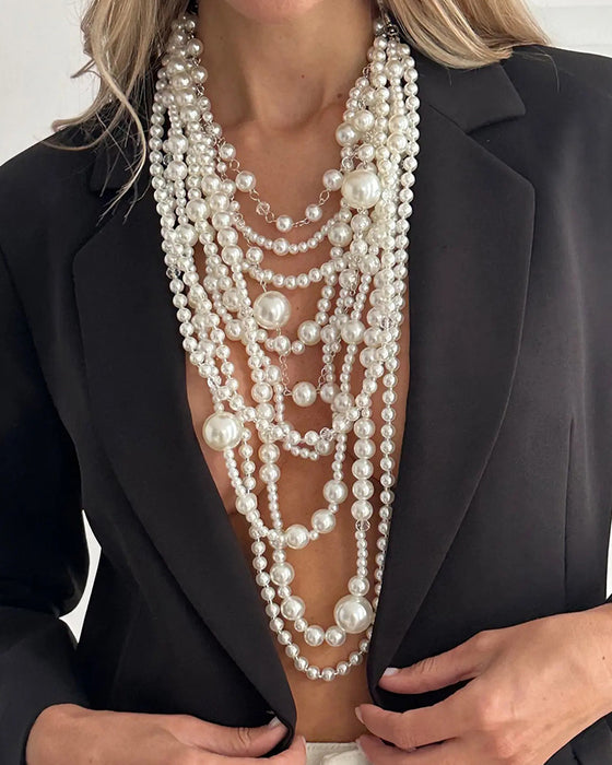 Collier Multi-Couches Long Perle
