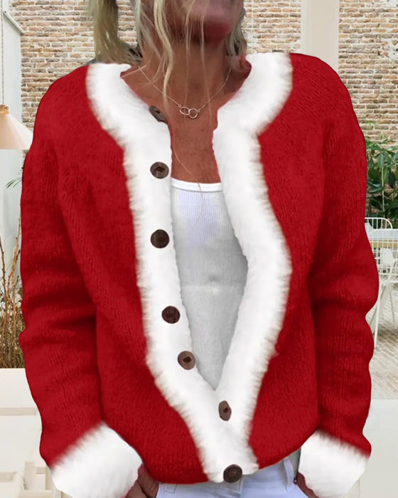 Cardigan Tendance À Manches Longues Avec Couleur Contrastante