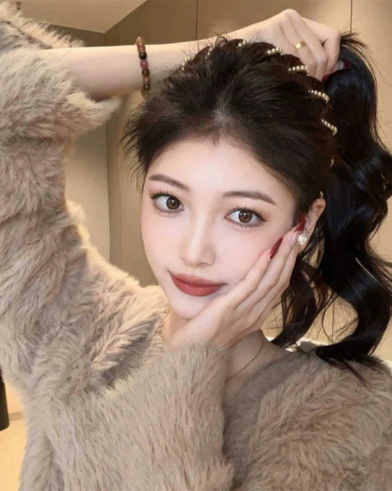 Bandeau Vintage Haut Crâne Perle Artificielle