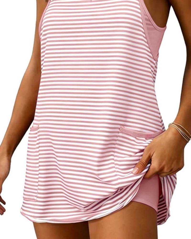 Combinaisons Rayées Sans Manches Camisole Décontractée