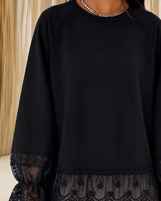 Blouse Patchwork Manche Longue Col Rond