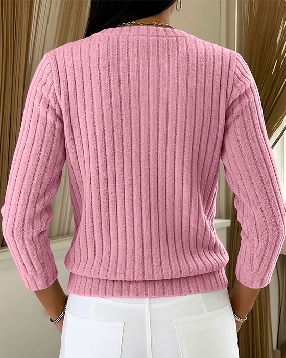 Manteau Col Rond Bouton Devant Élégant