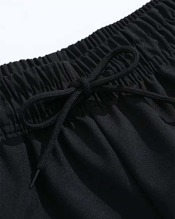 Shorts Double Rayure Blanche Mi-Cuisse Décontracté