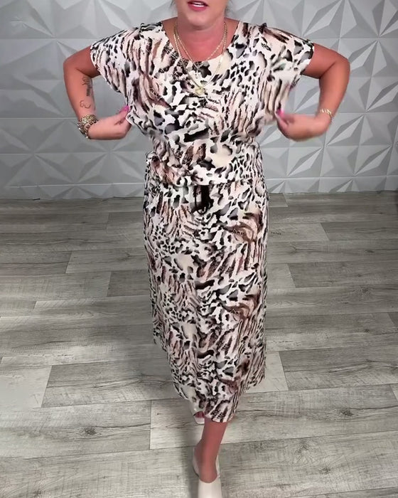 Robe Col Rond Imprimé Zèbre