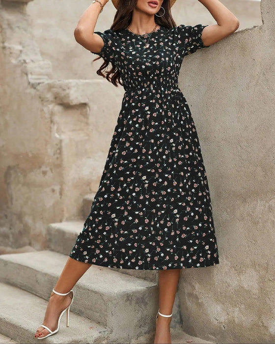 Robe Fronçage Imprimé Floral