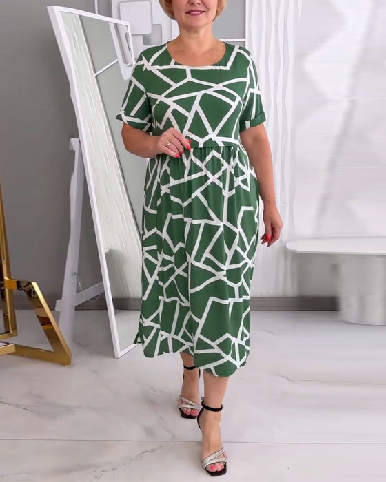 Robes Col Rond Patchwork Décontracté Ample