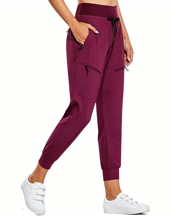 Pantalon À Taille Élastique Cordons De Serrage Poches Tapered