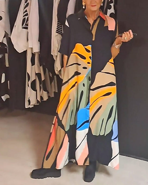 Robe décontractée imprimée à revers