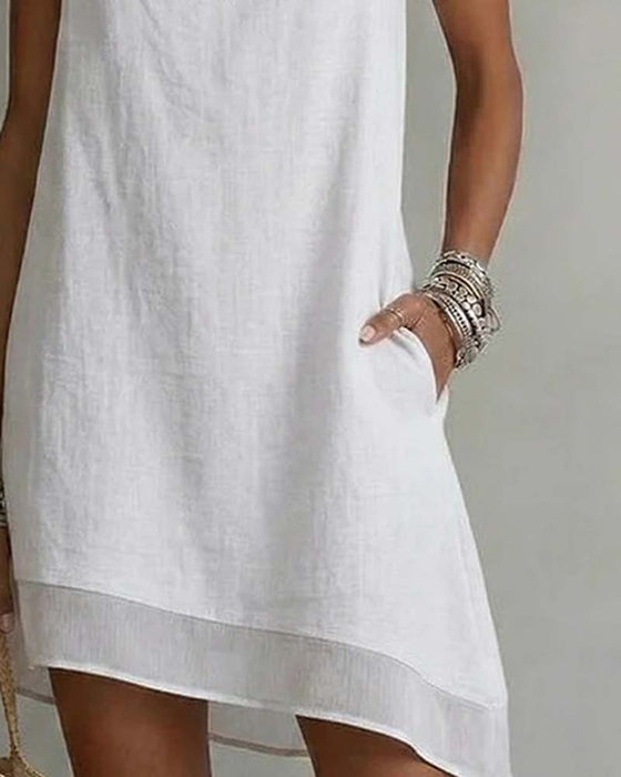 Robe Ourlet Irrégulier Sans Manches Fourreau