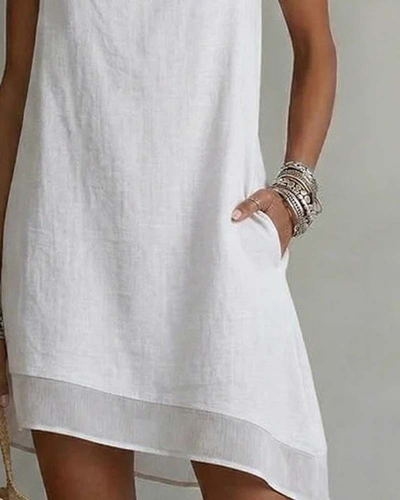 Robe Ourlet Irrégulier Sans Manches Fourreau