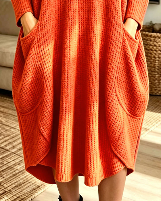Robe Pullover Élégante Manches Longues Poche