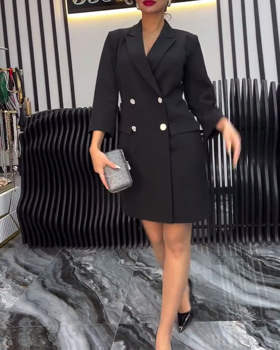 Robe Col Nœud Papillon Costume À Double Boutonnage