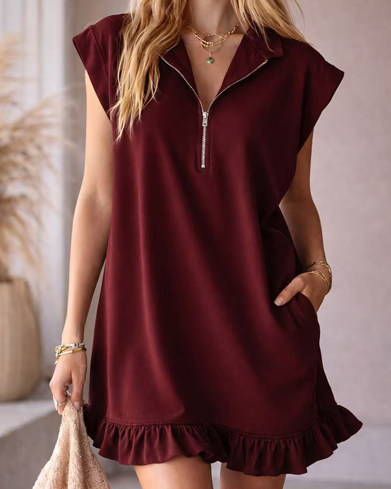 Robe Sans Manches Fermeture Éclair Décontractée