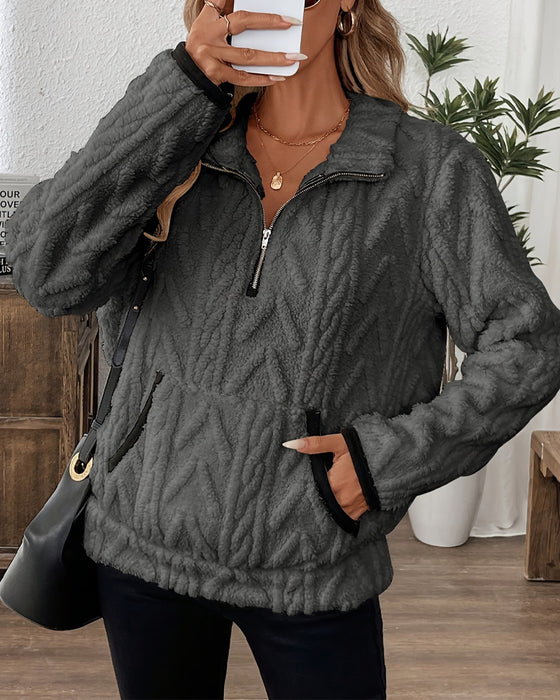 Sweat À Revers Fermeture Éclair Devant Doudou